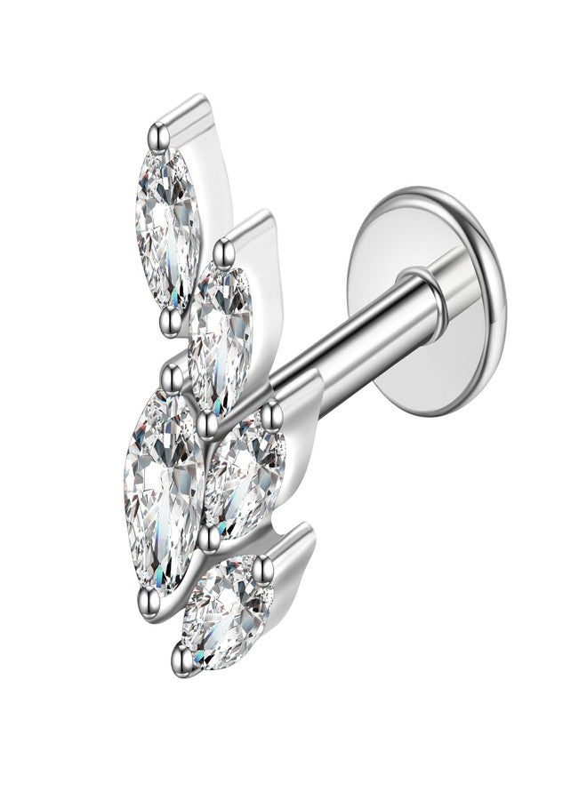 TOMIDES G23 Titanium Flat Back Earrings Studs 16g F136 Implant Grade Titanium Labrets Press Fit Threadless Push In Dainty Cartilage Helix Conch Lobe Lip Tragus Piercing Jewelry (1pcs 5eye Clear) - Image 1